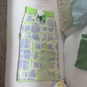 PH5 Lime Green and Lavender Grid Midi Skirt